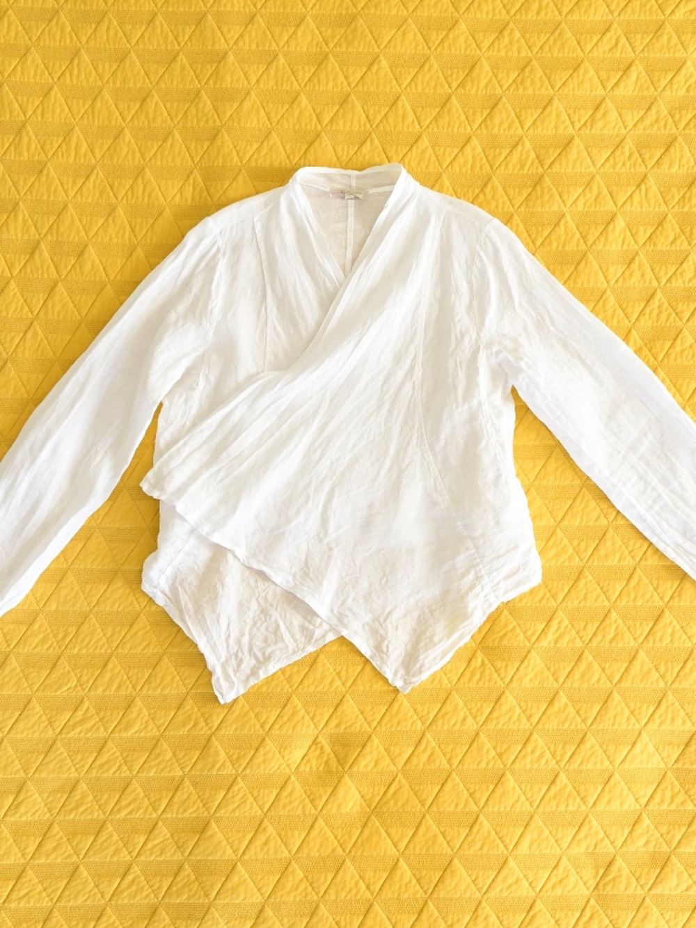Bellambra White Linen Open Front Top Size Large Made in Italy, Coastal Style
